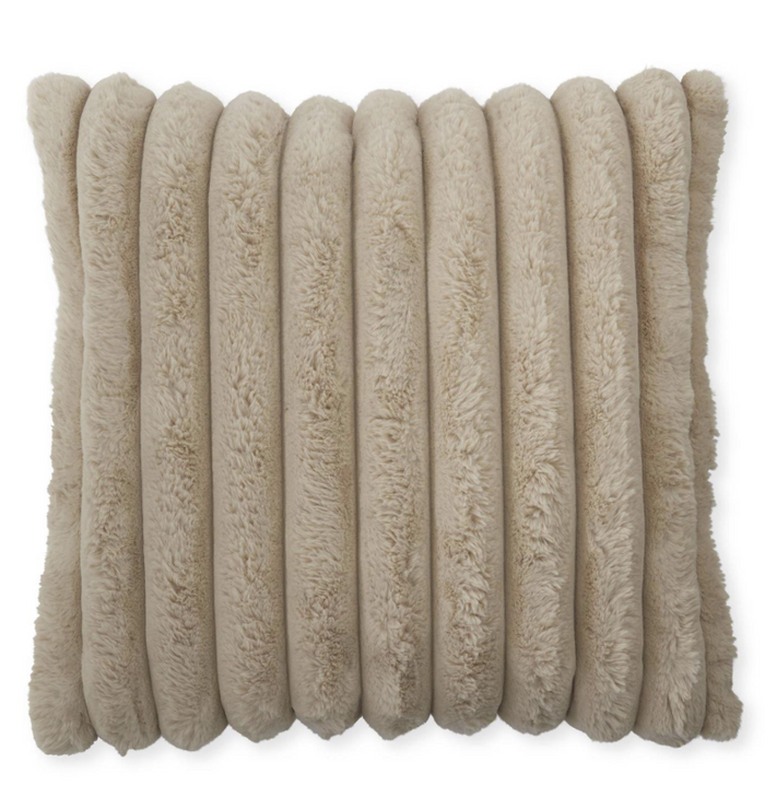24 Inch Tan Vegan Fur Pillow