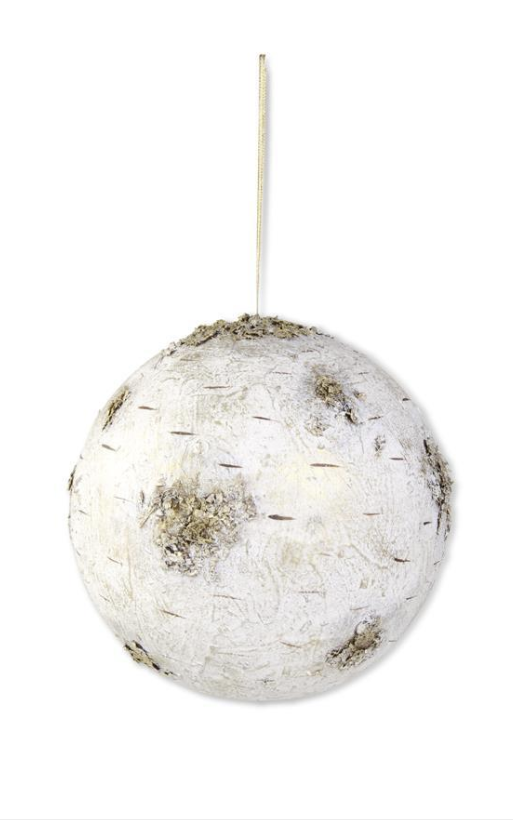 9.25 Inch Round Gold Washed Birch Ball Ornament
