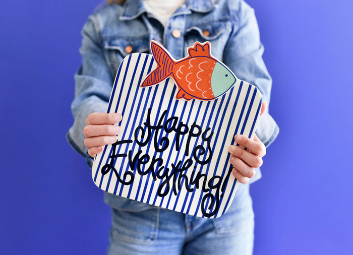Indigo Skinny Stripe Mini Square Platter