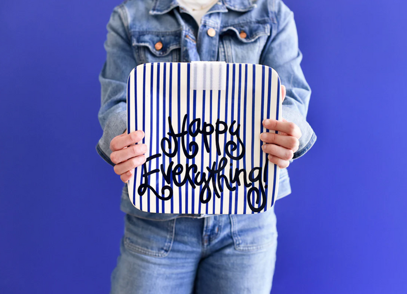 Indigo Skinny Stripe Mini Square Platter