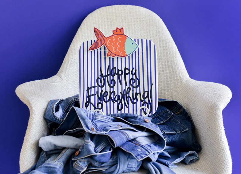 Indigo Skinny Stripe Mini Square Platter