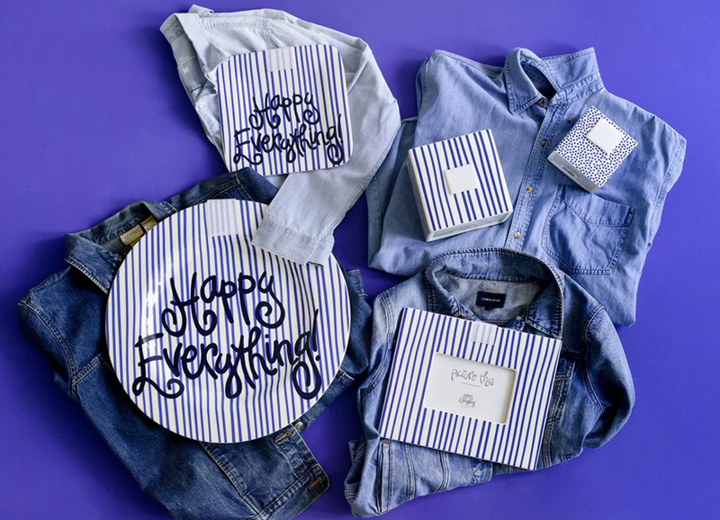 Indigo Skinny Stripe Mini Square Platter