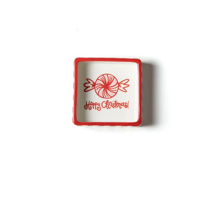 Happy Christmas Peppermint Square Trinket Bowl