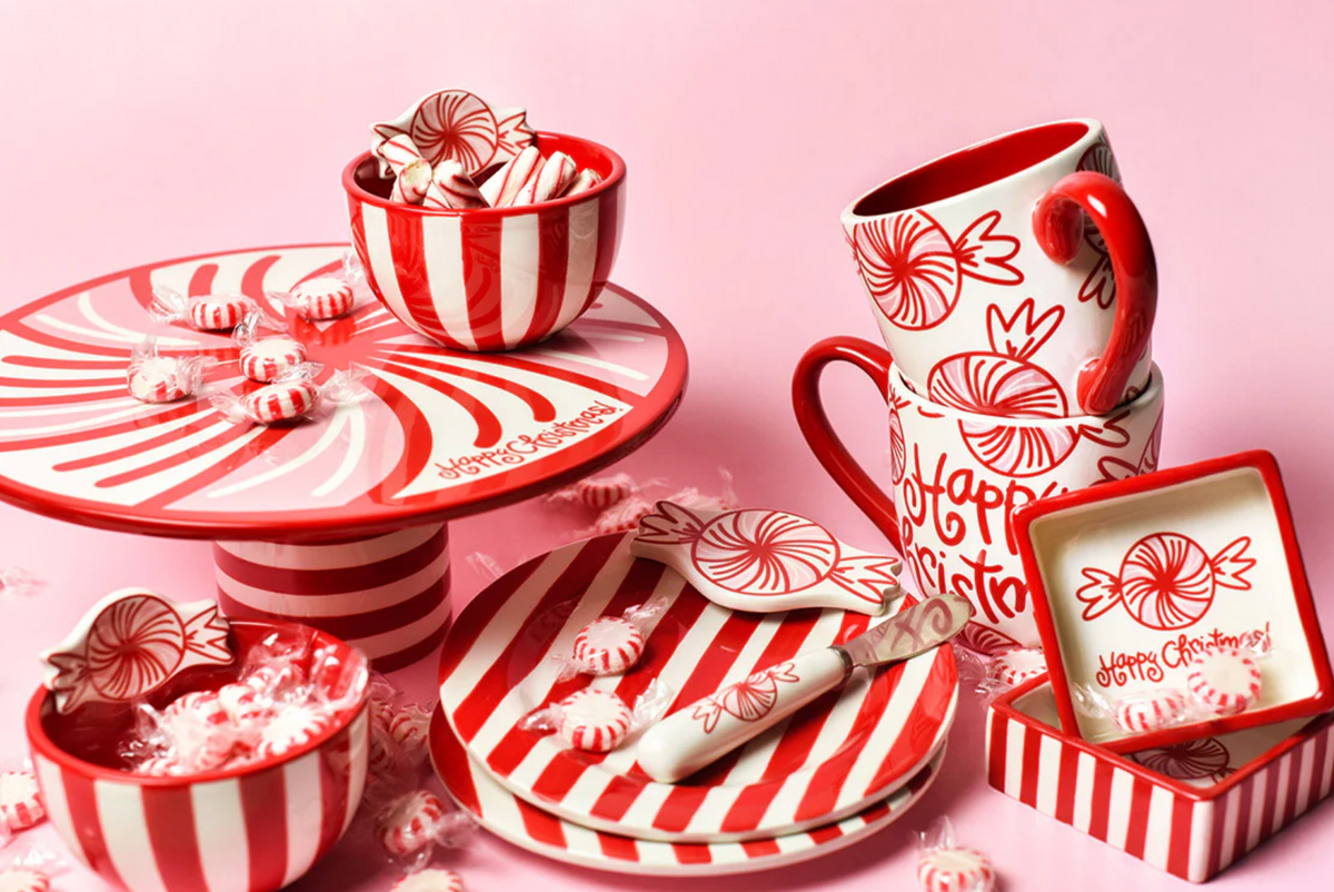 Happy Christmas Peppermint Square Trinket Bowl