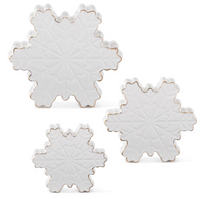 Set of 3 White Dolomite Tabletop Snowflakes w/Gold Trim