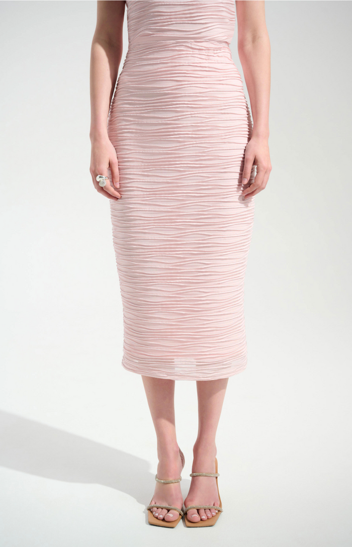 Lurex Cascade Knit Pull-On Pencil Skirt