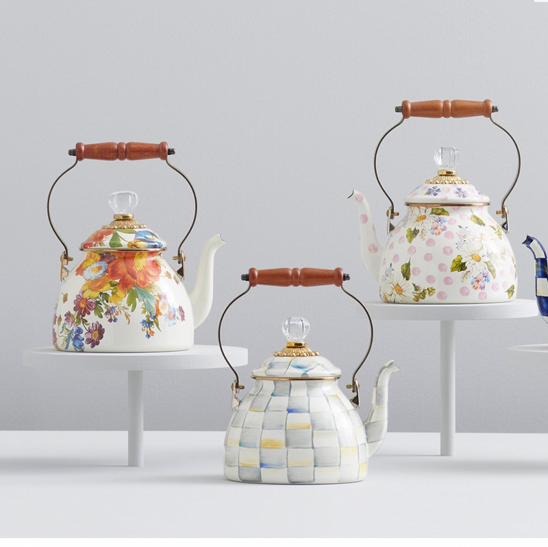 White Flower Market 2 Quart Tea Kettle