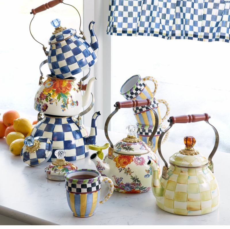 White Flower Market 2 Quart Tea Kettle