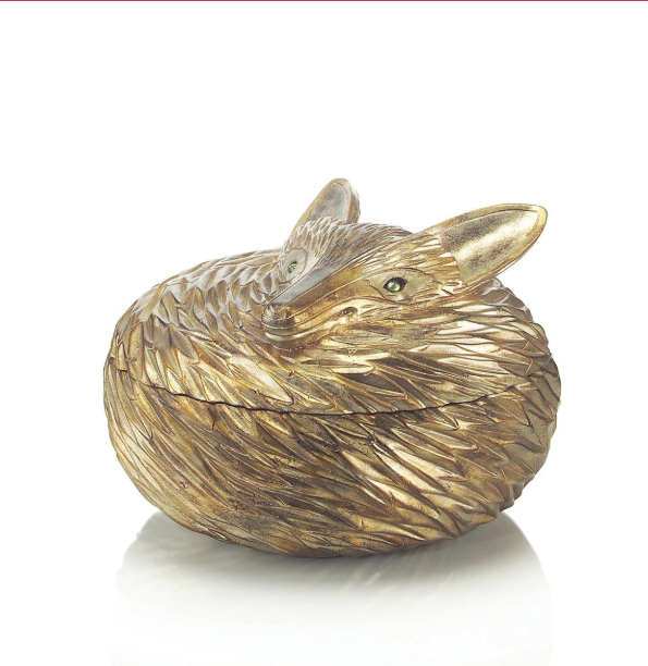 Antiqued Silver-Leaf Fox Box