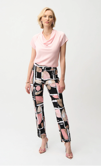 Silky Knit Abstract Print Straight Pull-On Pants