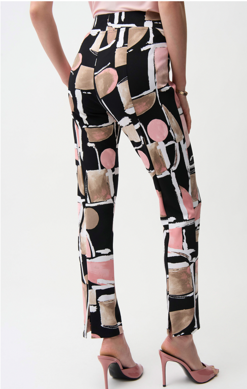 Silky Knit Abstract Print Straight Pull-On Pants