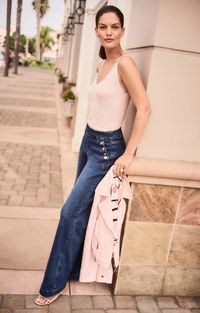 Foiled Faux Suede Fitted Jacket w/ Decorative Buckles