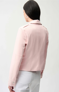 Foiled Faux Suede Fitted Jacket w/ Decorative Buckles