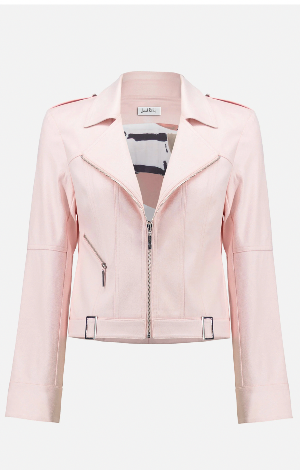 Foiled Faux Suede Fitted Jacket w/ Decorative Buckles