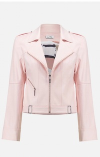 Foiled Faux Suede Fitted Jacket w/ Decorative Buckles