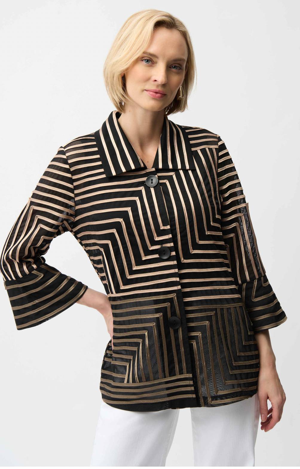 Satin And Mesh Abstract Print Jacket Wit