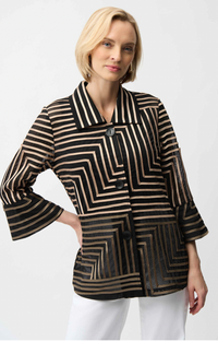 Satin And Mesh Abstract Print Jacket Wit