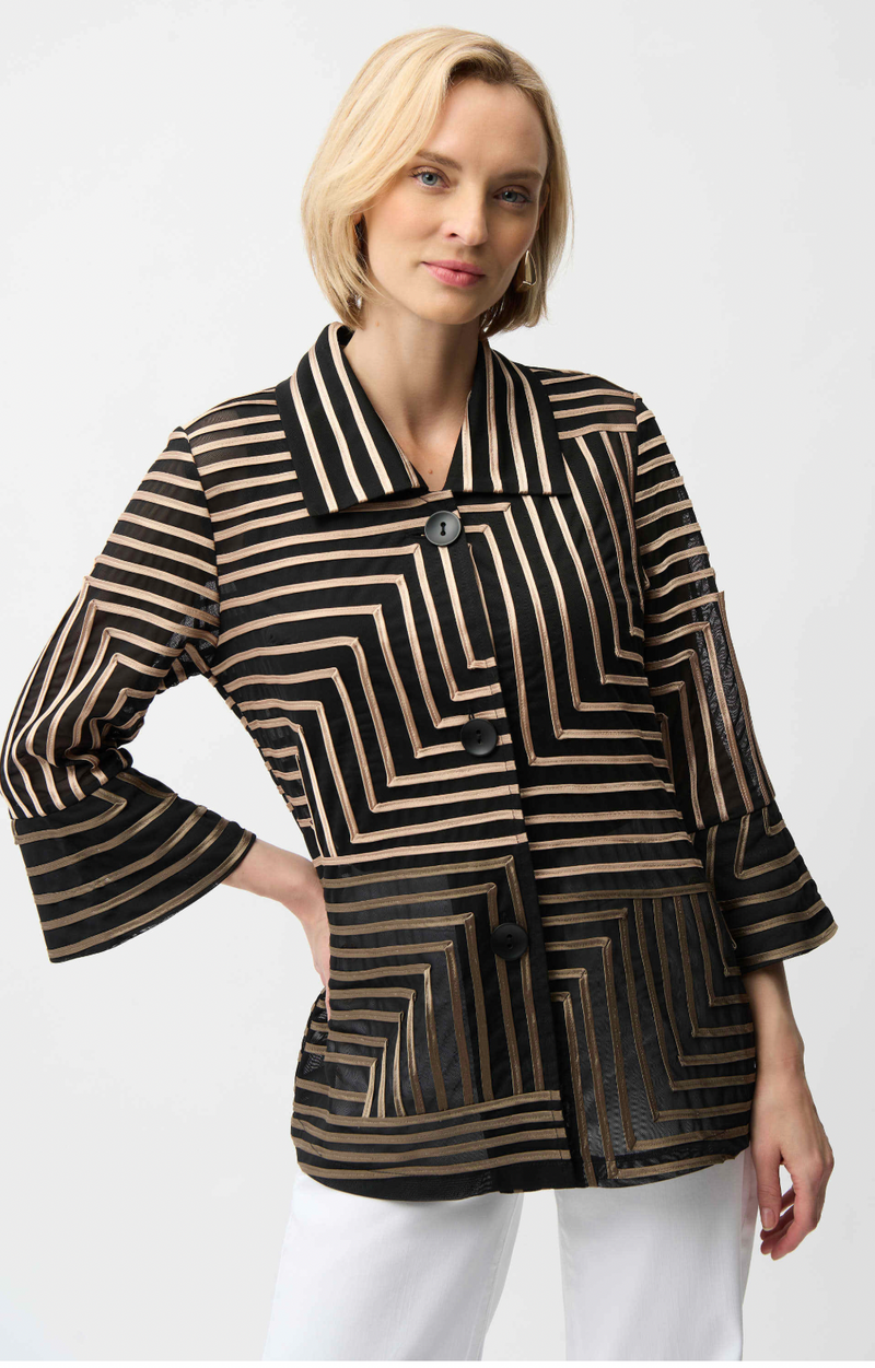 Satin And Mesh Abstract Print Jacket Wit