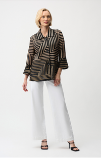 Satin And Mesh Abstract Print Jacket Wit