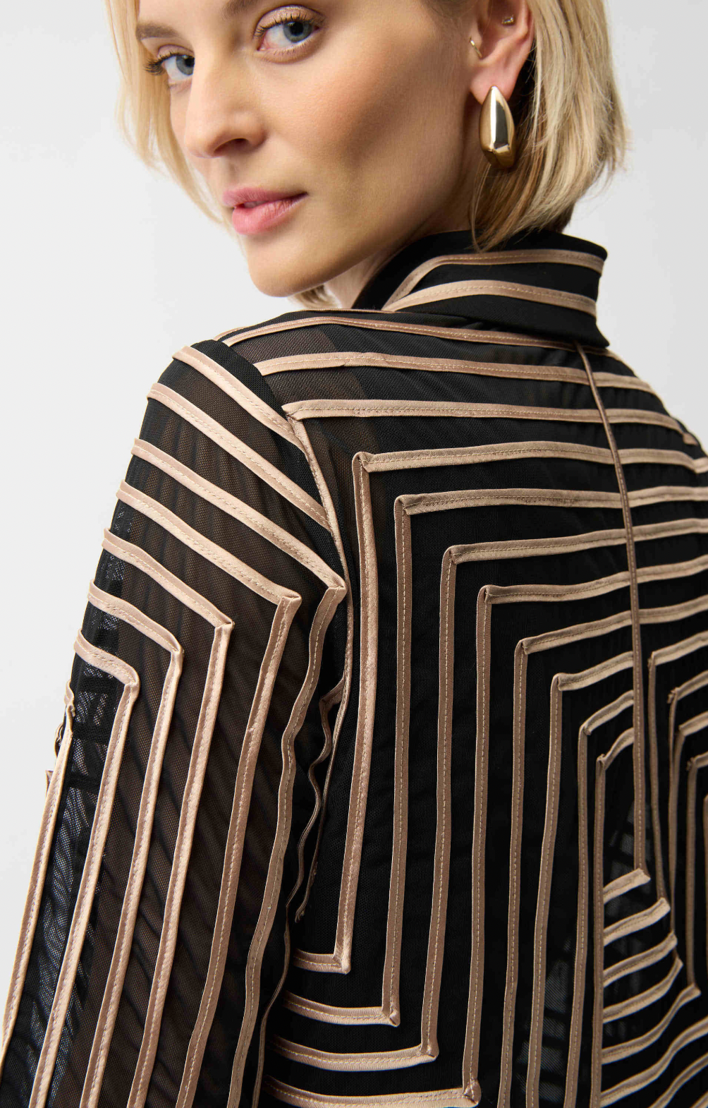 Satin And Mesh Abstract Print Jacket Wit