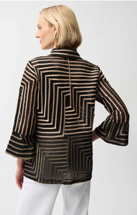 Satin And Mesh Abstract Print Jacket Wit