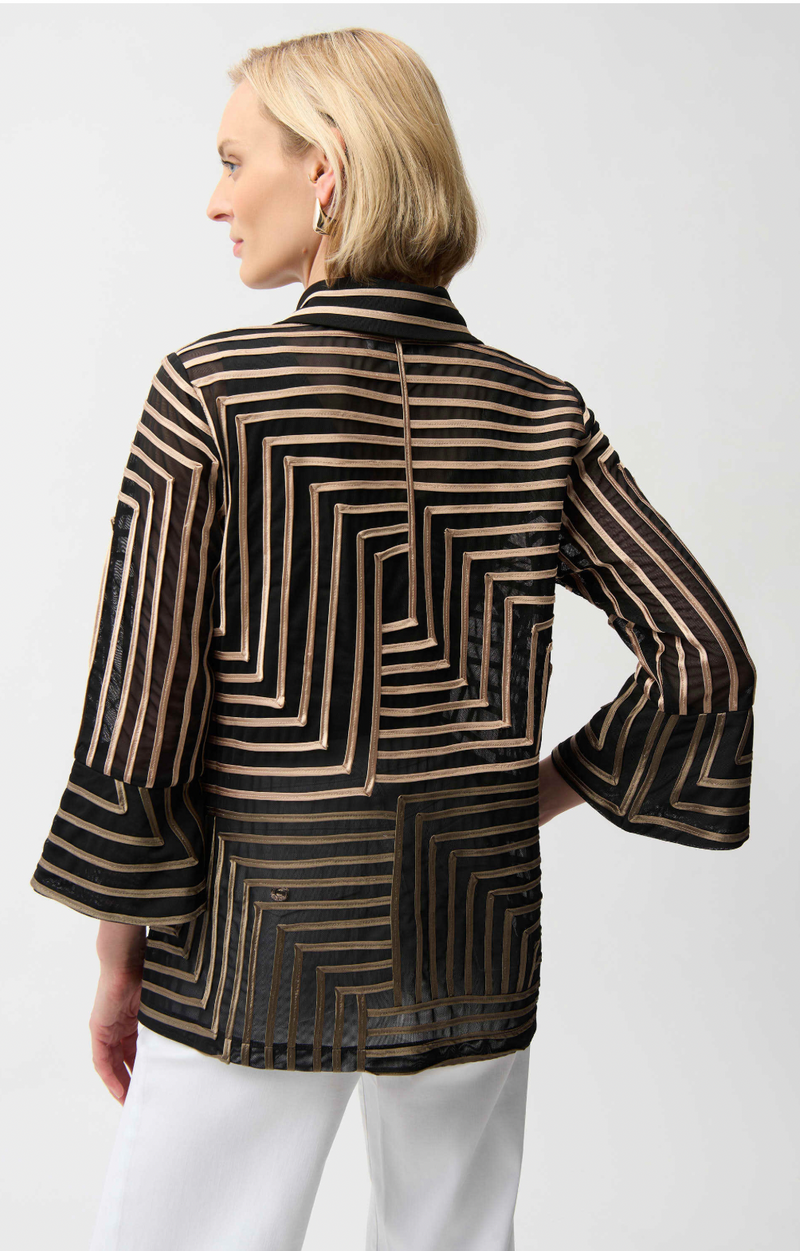 Satin And Mesh Abstract Print Jacket Wit