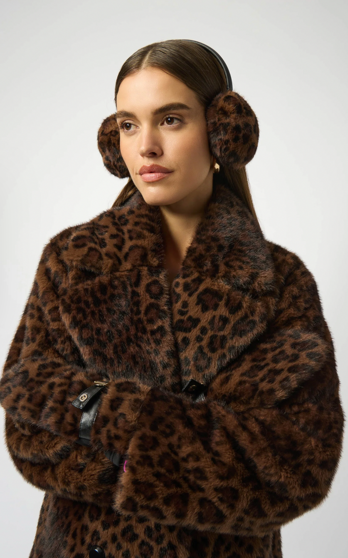 Animal Print Faux Fur Gloves w/ Embellishments