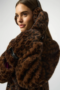 Animal Print Faux Fur Gloves w/ Embellishments