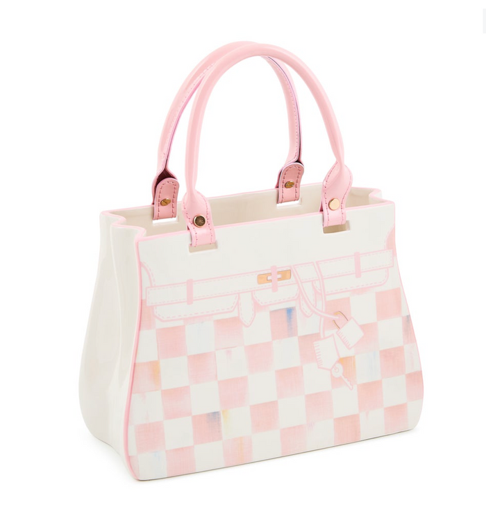 Rosy Check Doodles Handbag Vase