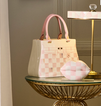 Rosy Check Doodles Handbag Vase