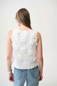 Novelty Sleeveless Top With 3D Floral Embroidery