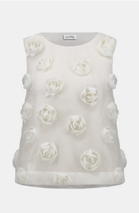 Novelty Sleeveless Top With 3D Floral Embroidery