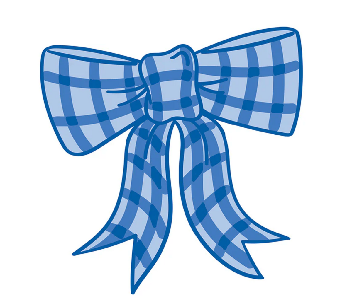Blue Gingham Bow Big Attachment