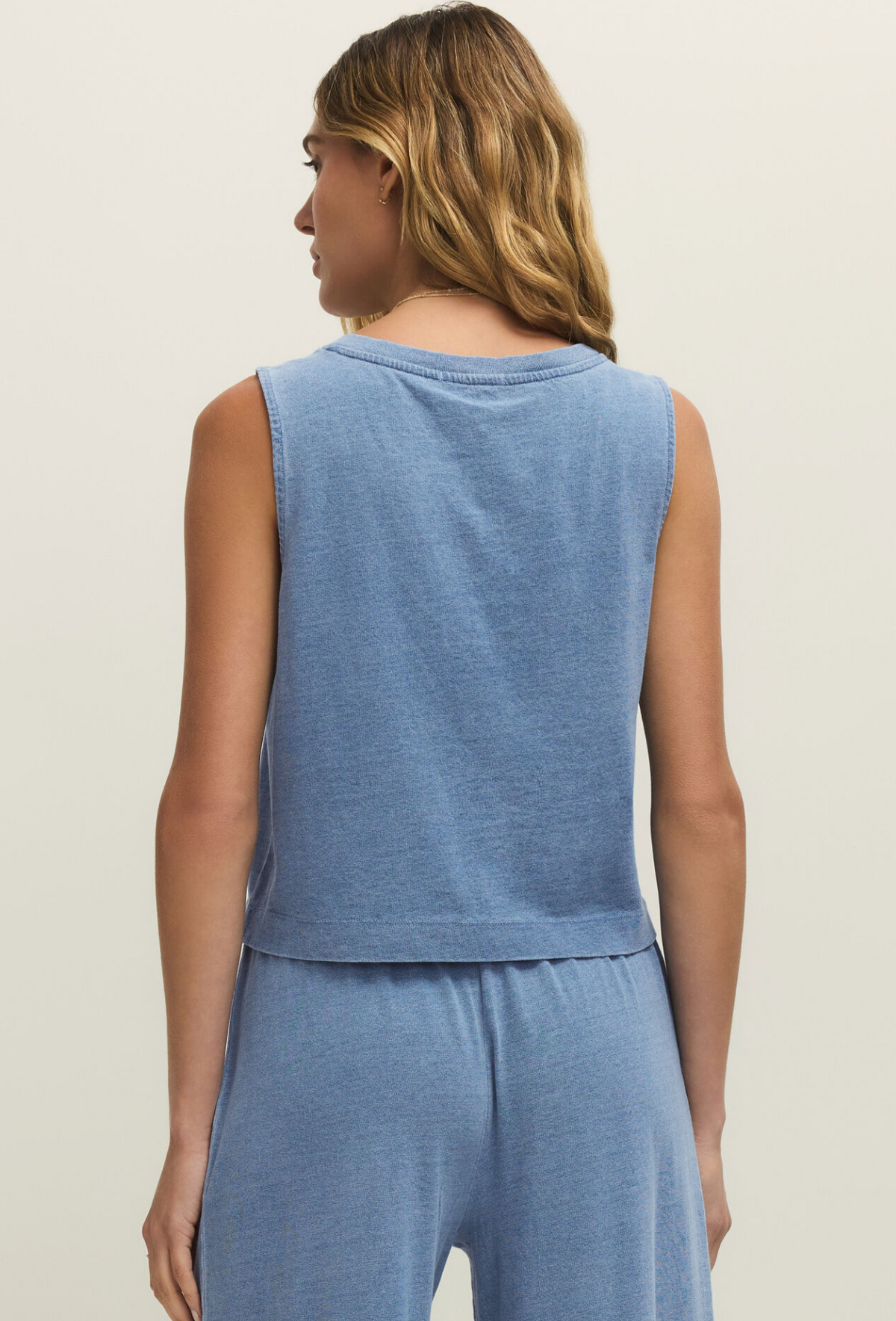Sloane V-Neck Jersey Denim Top