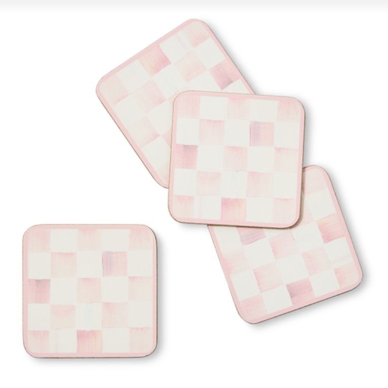 Rosy Check Cork Back Coasters, Set Of 4