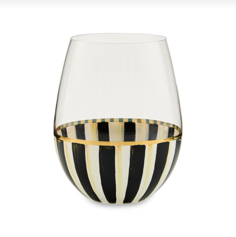Courtly Stripe Stemless Wine Glass
