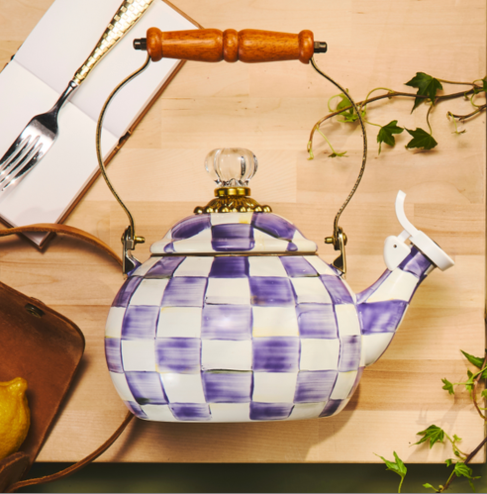 Violet Check Whistling Tea Kettle