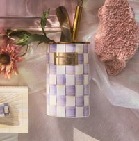 Violet Check Utensil Holder