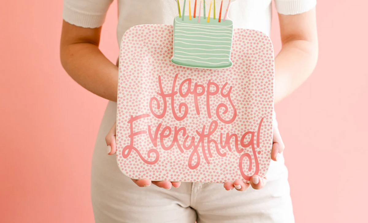 Pink Small Dot Happy Everything! Mini Square Platter