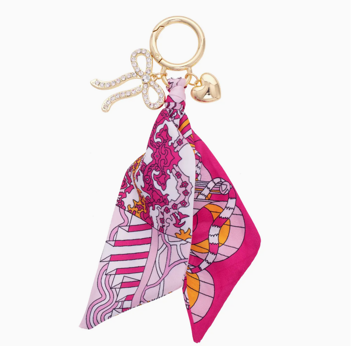 Carley Pave Bow Twilly Bag Charm in Light Pink/Fuchsia