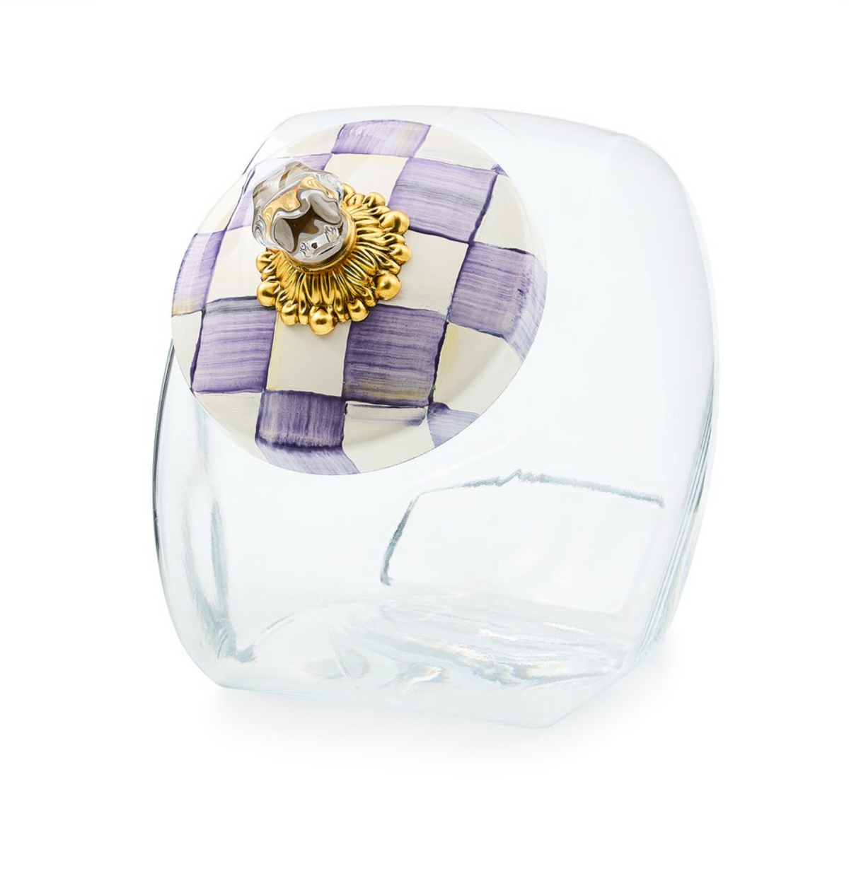 Sweets Jar with Violet Check Lid