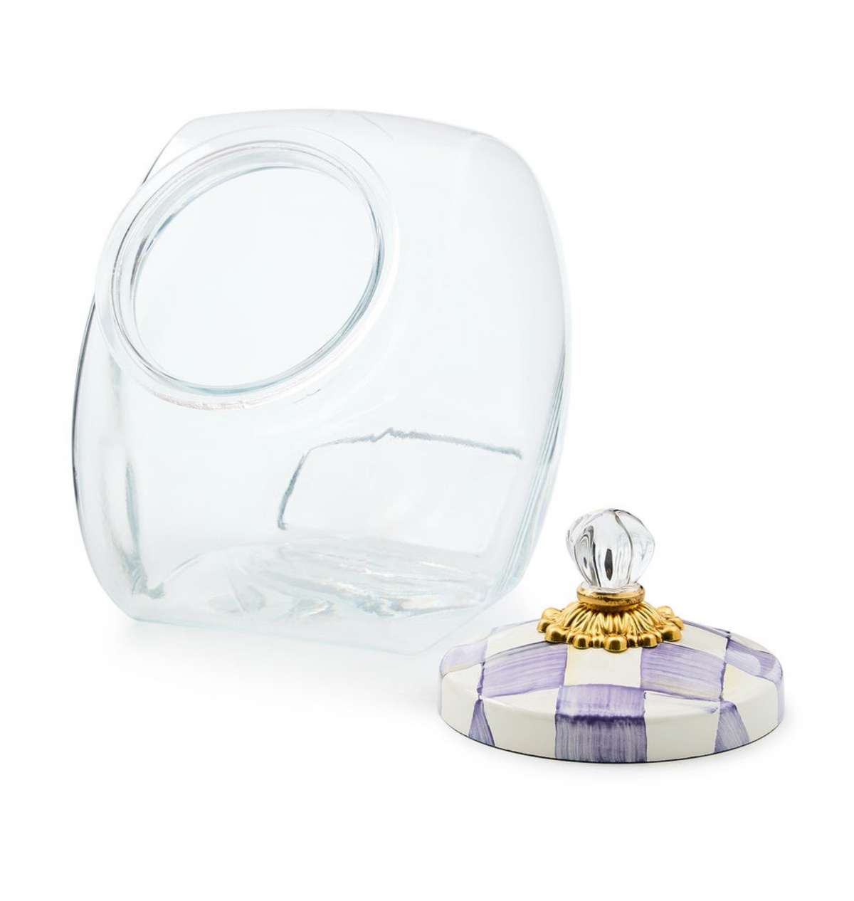 Sweets Jar with Violet Check Lid
