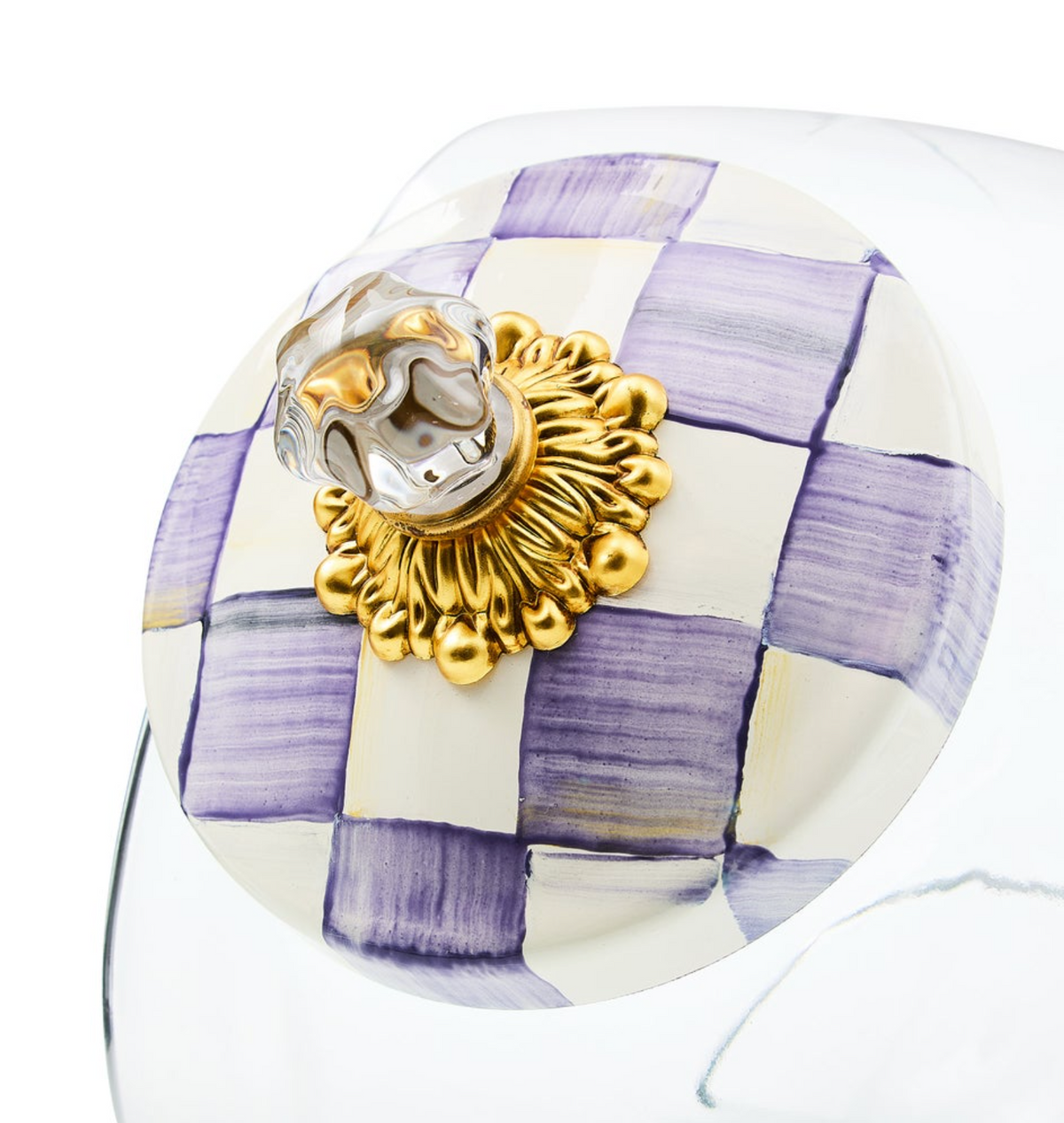 Sweets Jar with Violet Check Lid