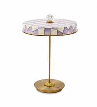 Violet Check LED Rechargeable Disk Table Lamp