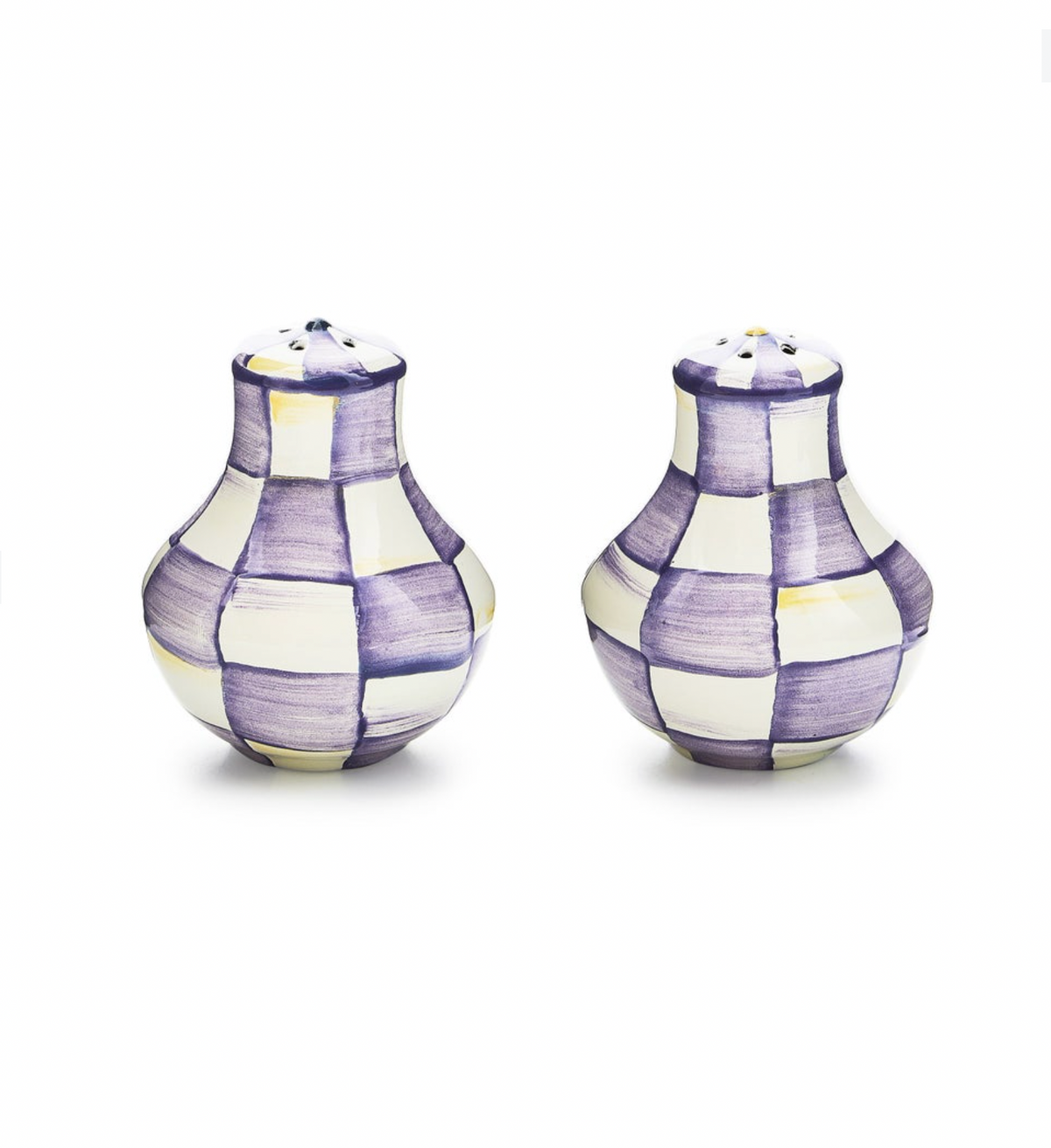 Violet Check Salt & Pepper Shakers