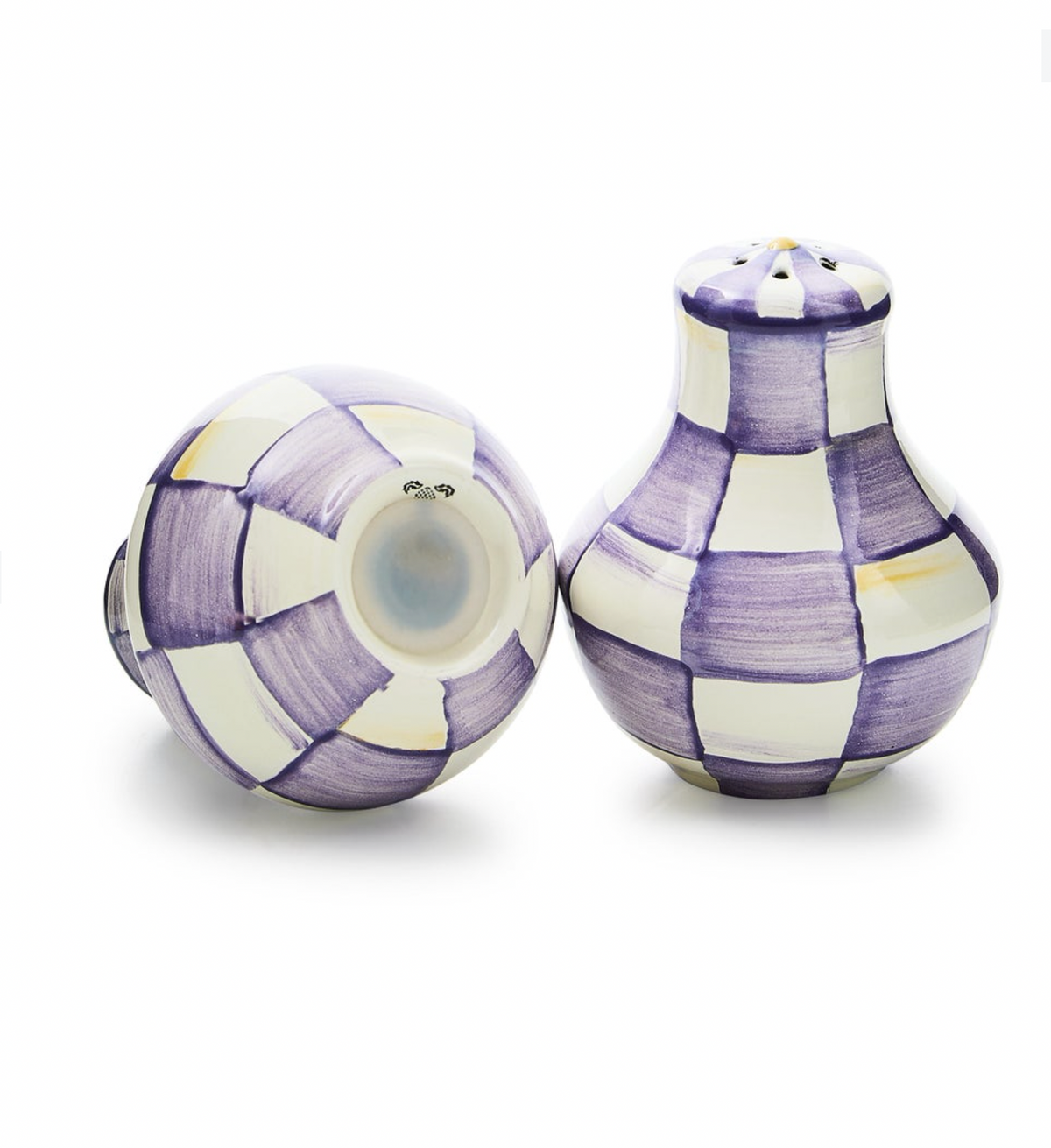 Violet Check Salt & Pepper Shakers