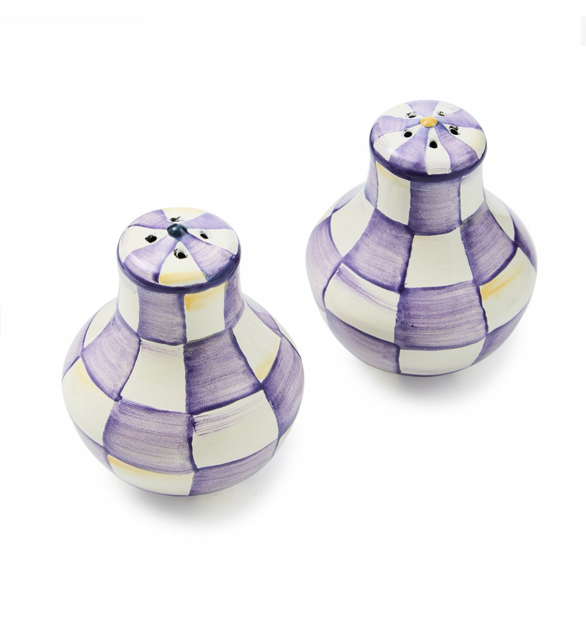 Violet Check Salt & Pepper Shakers