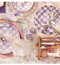 Violet Check Salt & Pepper Shakers