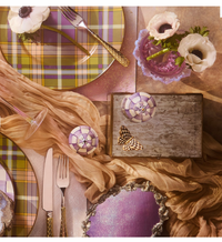 Violet Check Salt & Pepper Shakers