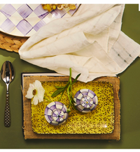 Violet Check Salt & Pepper Shakers